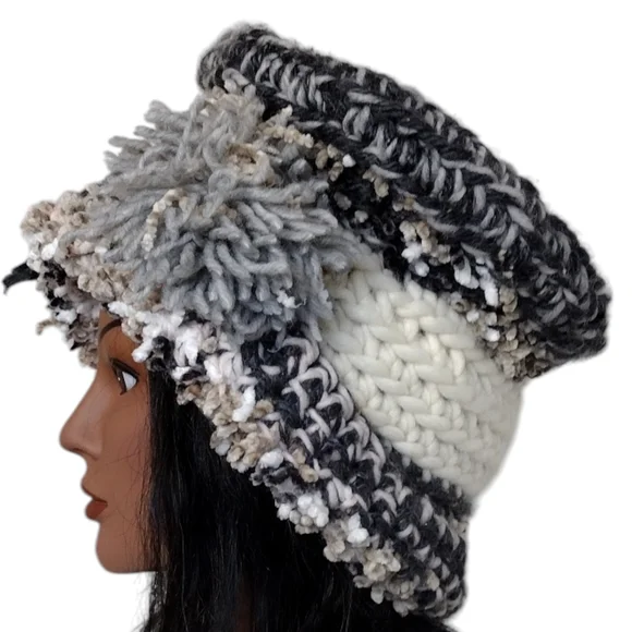 Beret Slouchy top Boho Hat OOAK Handmade Crochet Free Hand Women's One Size - Picture 4 of 8